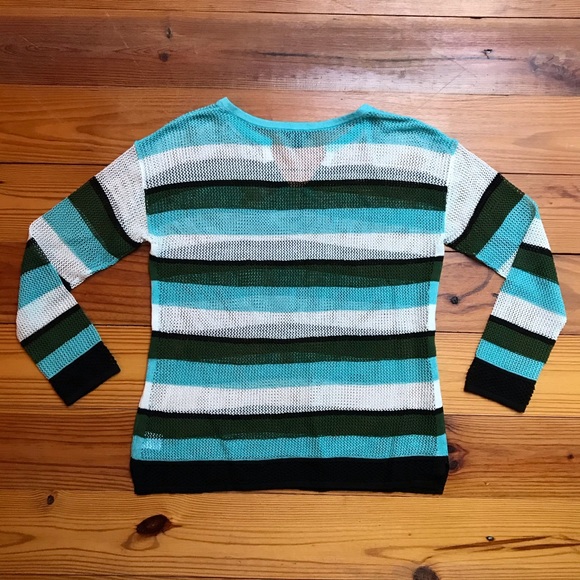 Talbots Teal Green White Striped Linen Sweater, EUC, SP - Picture 11 of 14